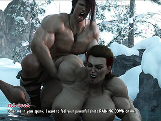 Conan Gets Railed by Ragna in Steamy Bath, Then Takes a Creampie and Facials Her Tits