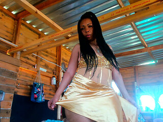 Trying on sexy short dress bought by big fan...