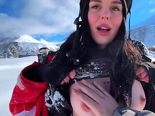 Ski resort fuck with depraved Russian cum slut - POV