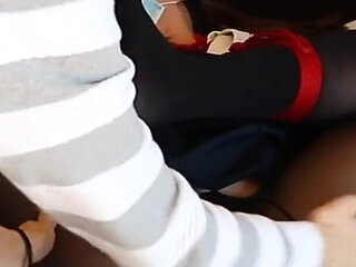 A girl in Black Stockings Is Being Whipped by Her Owner.