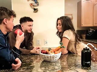 Stepsister deep throated by step siblings