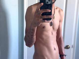 Modeling my huge dick in the mirror