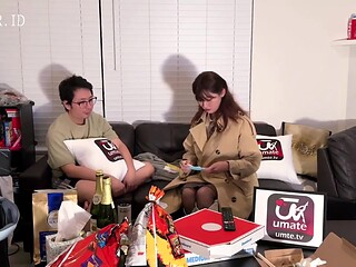 Horny Office Girl in Stockings Fucks on Couch