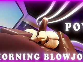Busty Brazilian gives a morning BBC deepthroat blowjob in a cozy condo