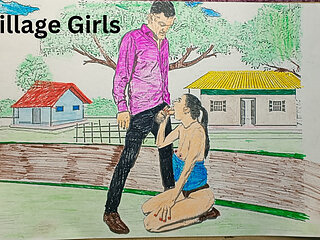 Village girl outdor got romantic in the field and along with her husband erotic Sketch Drawing by -Snapchat143