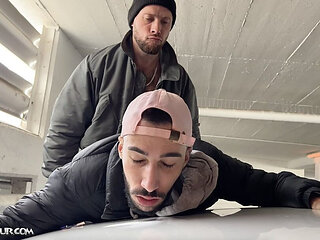 Young Arab Cocksucker Takes Massive White Dick in Parking Lot - 2