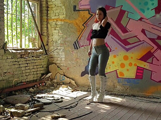 Walking and Teasing in My White Boots - Parts 1 and 2