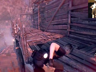 Nerdish babe plays Resident Evil 4 in horror challenge