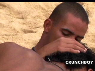 two sexy latino boys fucking bareback in the public beach for fun exhib