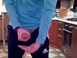 Cumming in my New Kitchen with my Big Cock