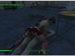 Brothel With Glass Windows - The Work of Prostitutes in a Fallout 4 Porno Game, Lesbian Strapon