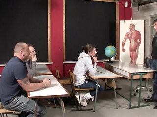 Sexy Teen Penetrated All Gaping Holes in The Classroom
