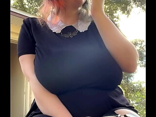Alt Milf nextdoor smokes outback!
