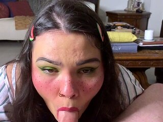 Double amateur blowjob with titjob