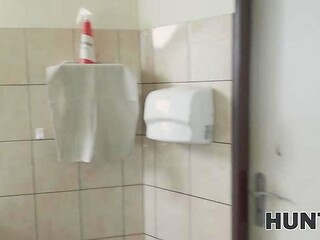Ara Mix sucks cock on the toilet