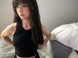 Cute curly brunette solo webcam masturbation