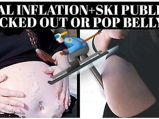 Anal Belly Inflation In A Public Ski Resort. Pornstar Skiing With Inflated Belly Using Secret Balloon Pump