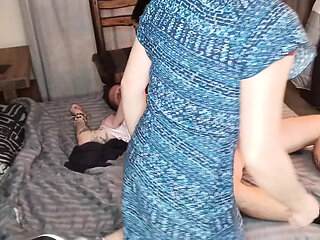 Swapping out ouer slutty girlfriends double pussy creampie