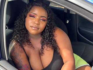 Big Ass Ebony Gets Fucked Through a Hole in Her Tight Shorts on Her Way to the Car Wash