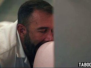 Stepbrother fucks and sucks MILF housewife with big natural tits