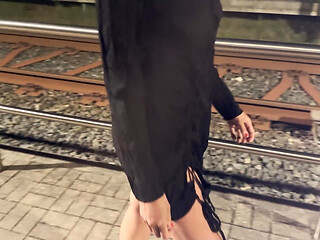 Horny Slut Fucked in the Middle of the Train Station!!