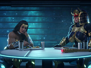 Wonder Woman & Big Barda - 3D Futanari Crossover (Standing Doggystyle & Creampie)