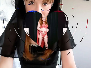 Naughty redhead nun gets a POV blowjob from the neighbour