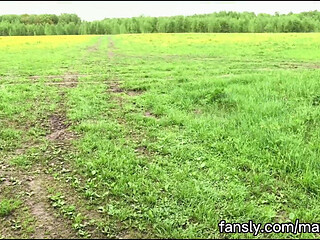 Risky Handjob in Open Field - Almost Caught! POV Outdoor Cumshot