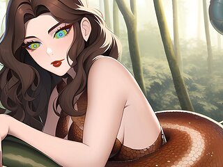 Female dom transforms into a Lamia in a jungle book fantasy