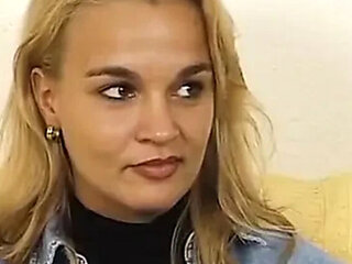 Horny Blonde MILF Masturbates with Toy and Her Boy