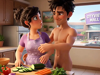 Stepson bangs hot Latina milf stepmom in kitchen and near the washing machine