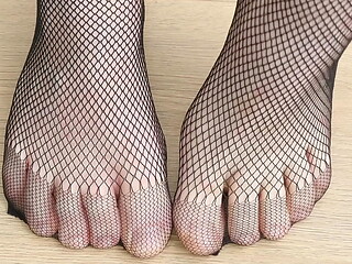 Black Pantyhose Fishnet Tights - Feet (Part 2)