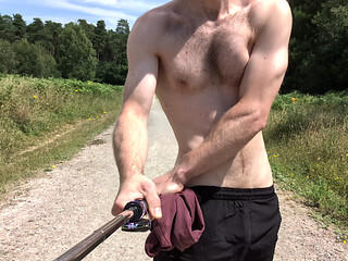 Naked forest walk on main path