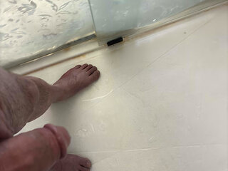 Retired Army Veteran playing with his cock in the shower