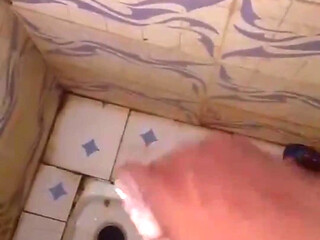 Masturbating Monster Cock in the Bathroom