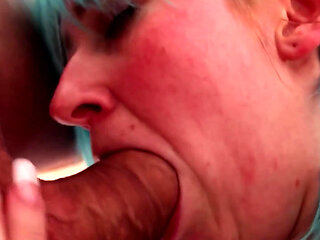 Horny MILF in Blue Wig Hardcore Fucked Moans Like Crazy