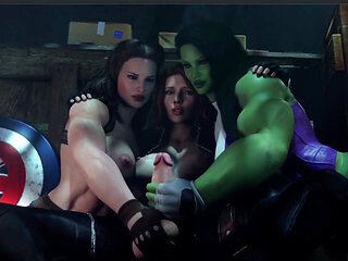 Transgender Black Widow Gets Jerked off and Cums, Ashe Cum Explodes All Over Widowmaker
