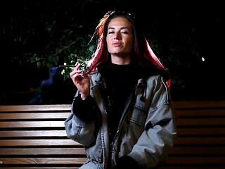Sexy Russian Beauty Smoking Cigarette by Seaside