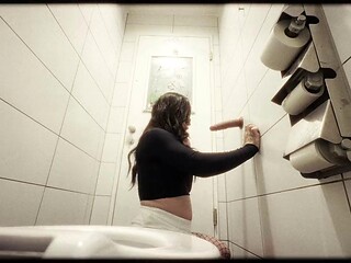 Femboylina2026s Public Nudity Challenge in Filthy Toilet