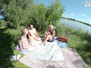 Nesty, Sissy & Diane Chrystall Outdoor Orgy With Escaped Prisoner