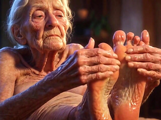 Beautiful Big Wrinkled Feet Oiled up - Oil Dripping From Toes Sensual Massage
