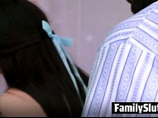 Stepfather can't resist teen's grinding ass on his lap