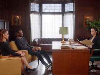 Two mature beauties sharing a young stud's cock