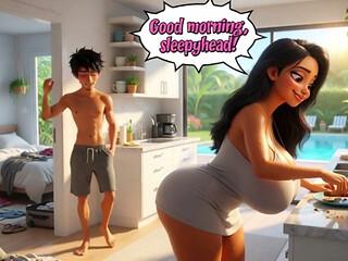 The Beautiful Stepmother Summer Tease in the House Builds to Passionate Kitchen Encounter (ai Generated)