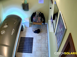 Czech Solarium 28: Brunettes Pussy on Full Display