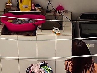 The Neighbor Is Watched Washing Clothes by Her Neighbor