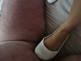 She made me polish her white patent heels, size 36, on our date