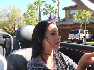 Joey Ambrosiano gets aroused driving her boyfriend around town so they bang hardcore back home