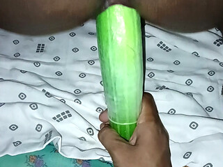 Desi sister-in-law put whole cucumber in
