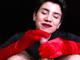 Cum on Red Opera Gloves